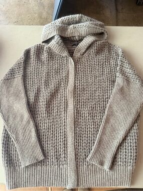 GAP Hooded Chunky Knit Cardigan - Taupe